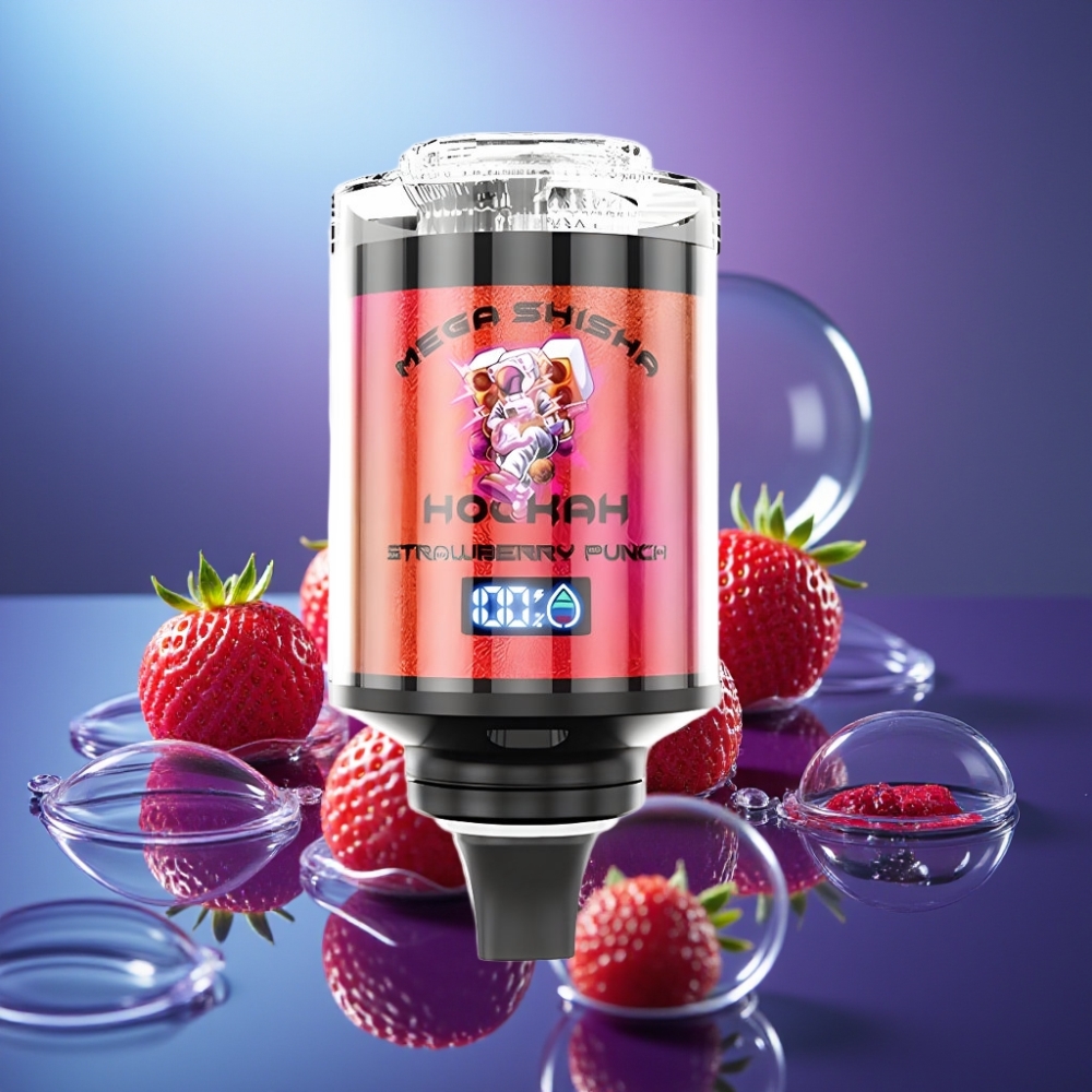 JNR Mega Shisha Hookah 100K Compatibilitate Desktop Capsuni Punch 60ml