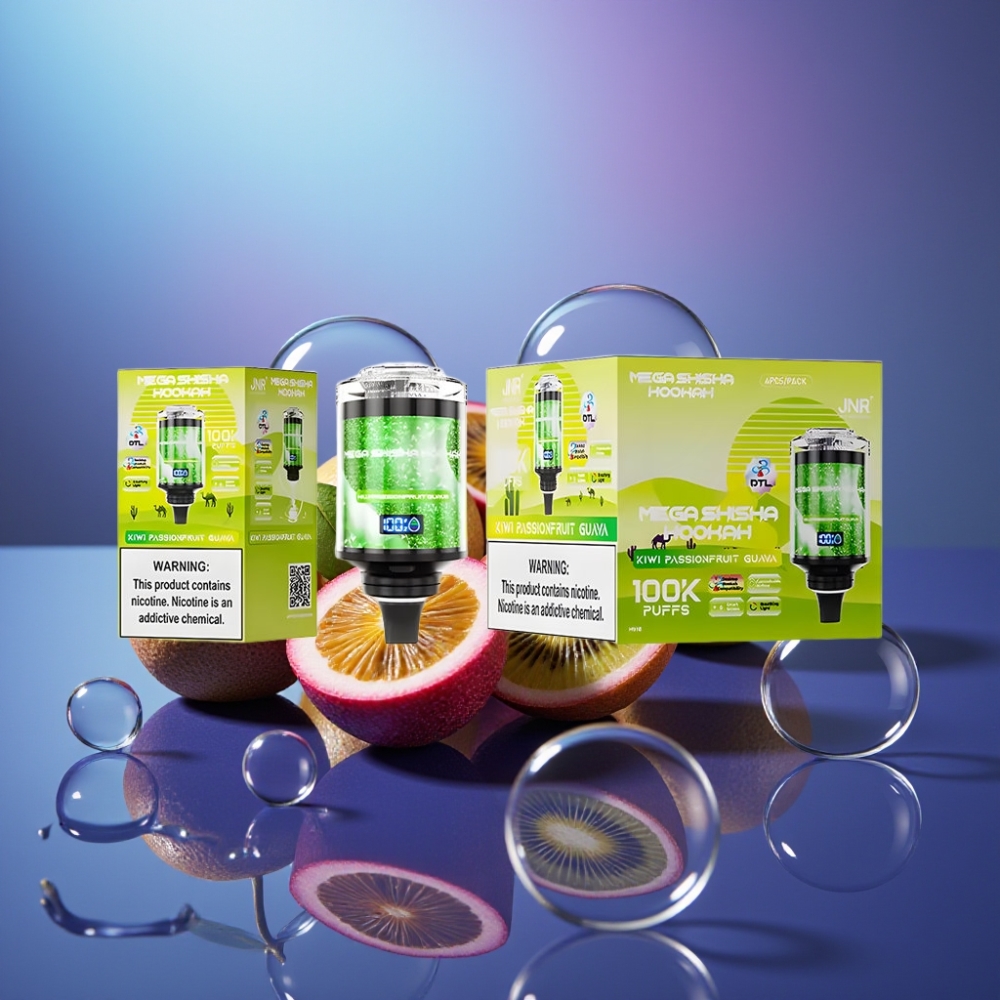 JNR Mega Shisha Hookah 100K Desktop Compatibility Kiwi Fructul Pasiunii Guava 60ml 2200mAh