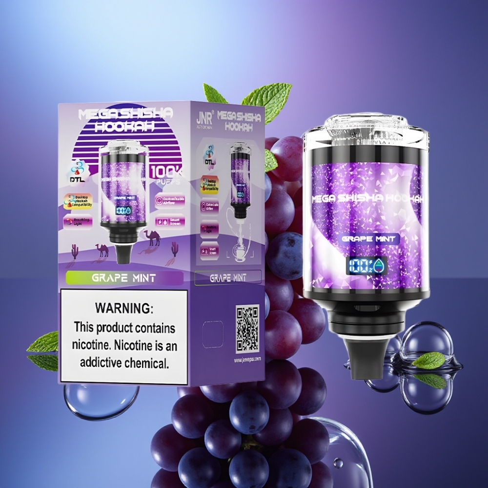 JNR Mega Shisha Hookah 100K Desktop Compatibility Strugure Menta 100000 de fumuri 60ml