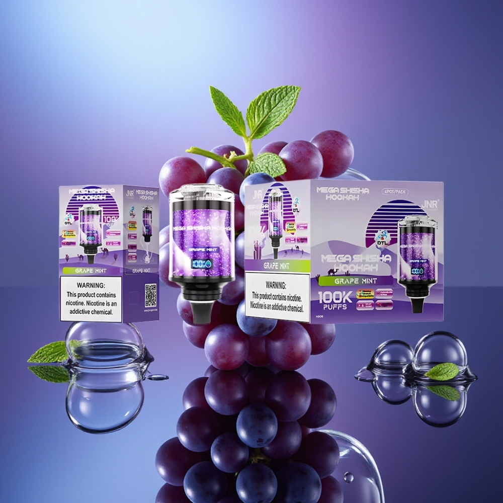 JNR Mega Shisha Hookah 100K Desktop Compatibility Strugure Menta 100000 de fumuri 60ml