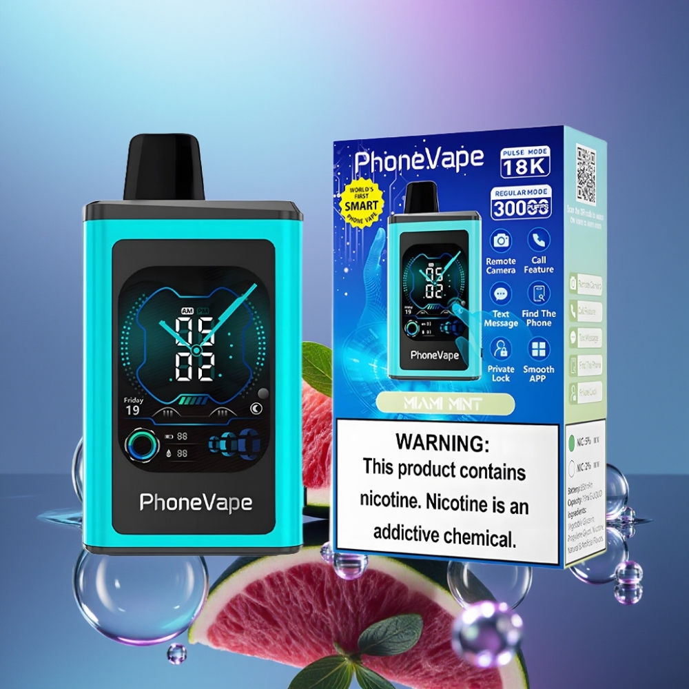 JNR PhoneVape 30000 de fumuri Disposable Vape Mentă Miami cu Baterie Reîncărcabilă 850mAh și Turbo Mode