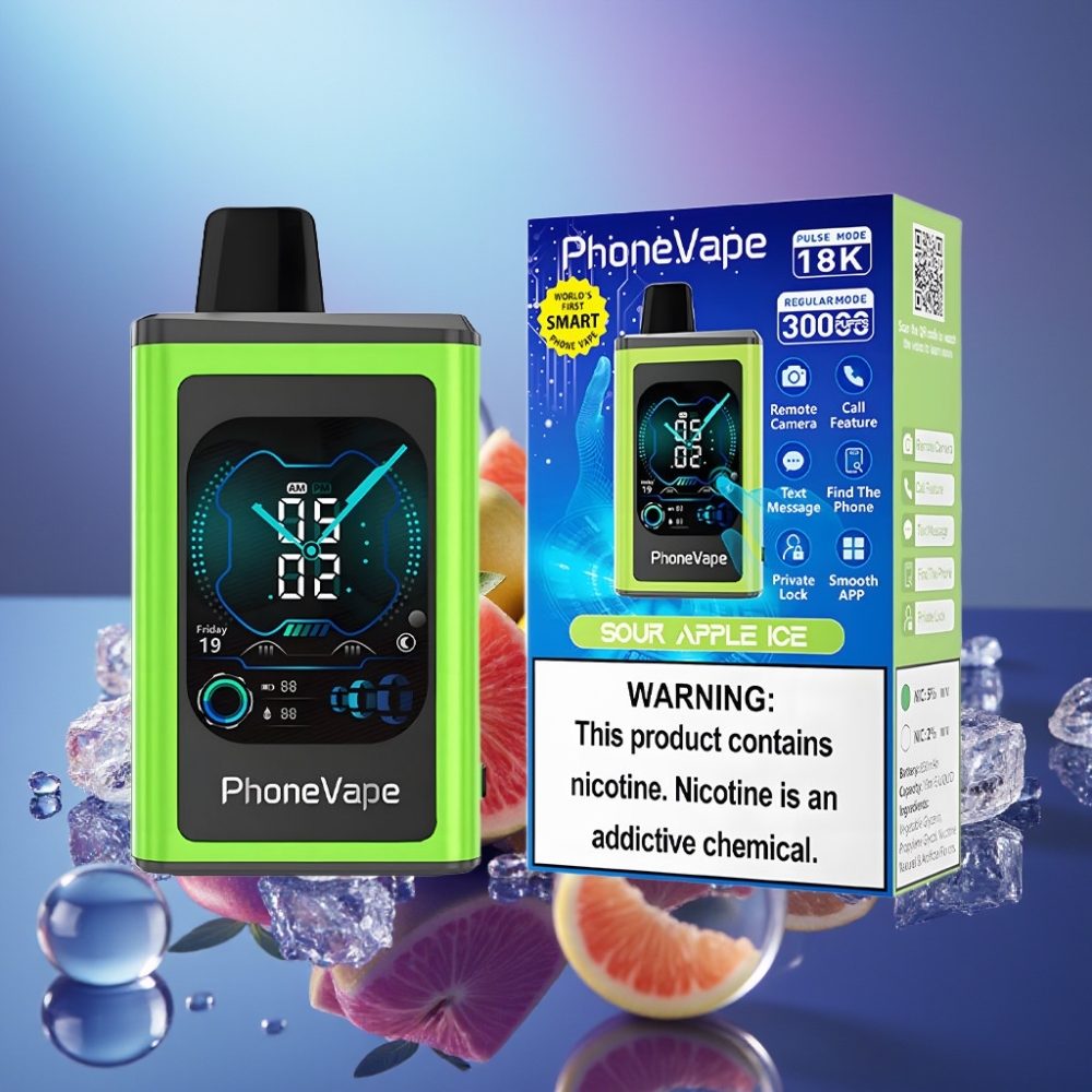 JNR PhoneVape 30000 de fumuri Dispozabil Vape Măr Acru Gheață Baterie 850mAh