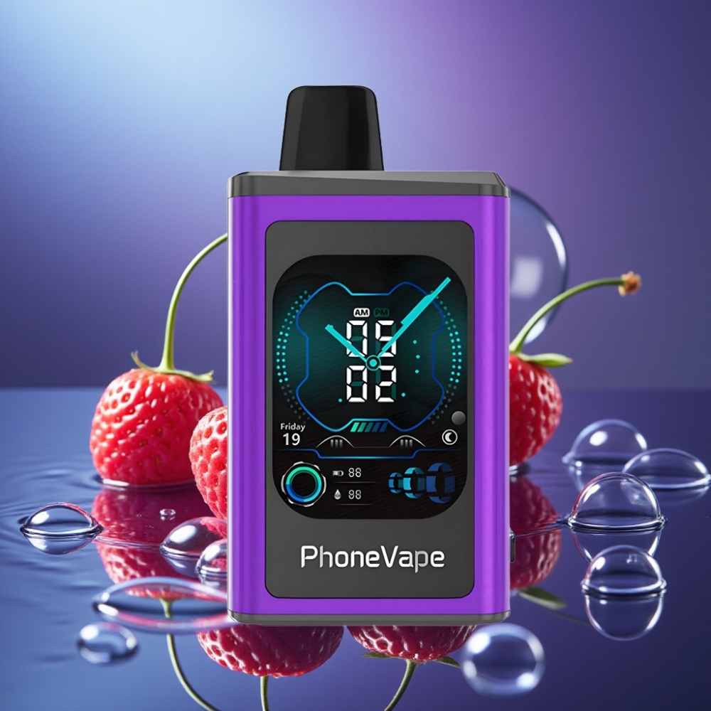 JNR PhoneVape 30000 fumuri Dispozabil Aroma Cireșă Căpșună Zmeură cu Ecran Complet și Turbo Mode