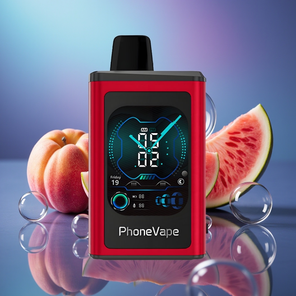 JNR PhoneVape 30000 pufări Disposable Vape piersică mango pepene galben cu Turbo Mode și Display complet