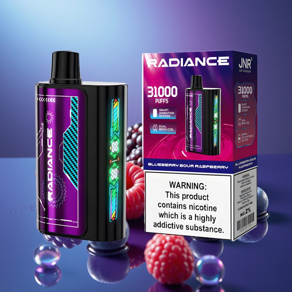 JNR Radiance 31000 Pufuri Disposable Vape Afine Acero Zmeura cu Ecran Animatie