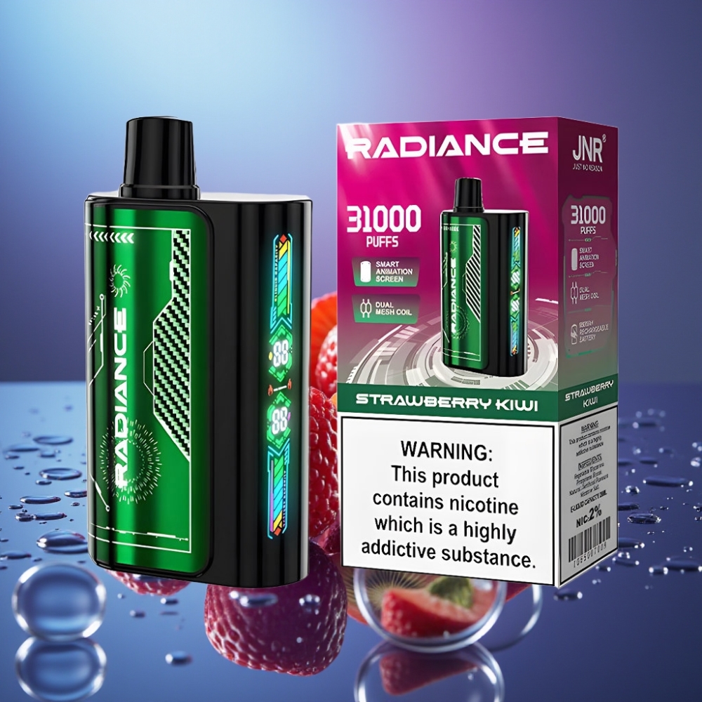 JNR Radiance 31000 Pufuri Disposable Vape Capsuni Kiwi cu Ecran Animatie Smart