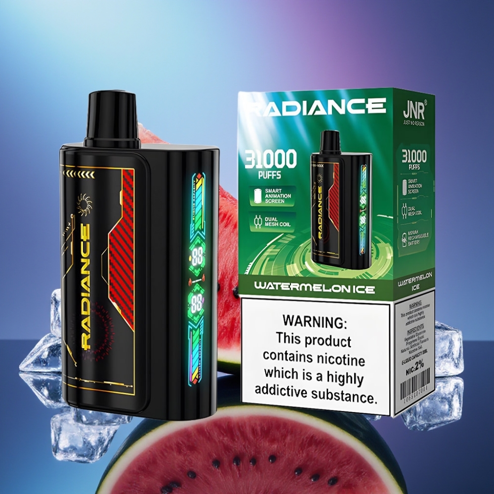 JNR Radiance 31000 Pufuri Disposable Vape PEPENĂ GHEATĂ cu Smart Animation Screen și Dual Mesh Coil