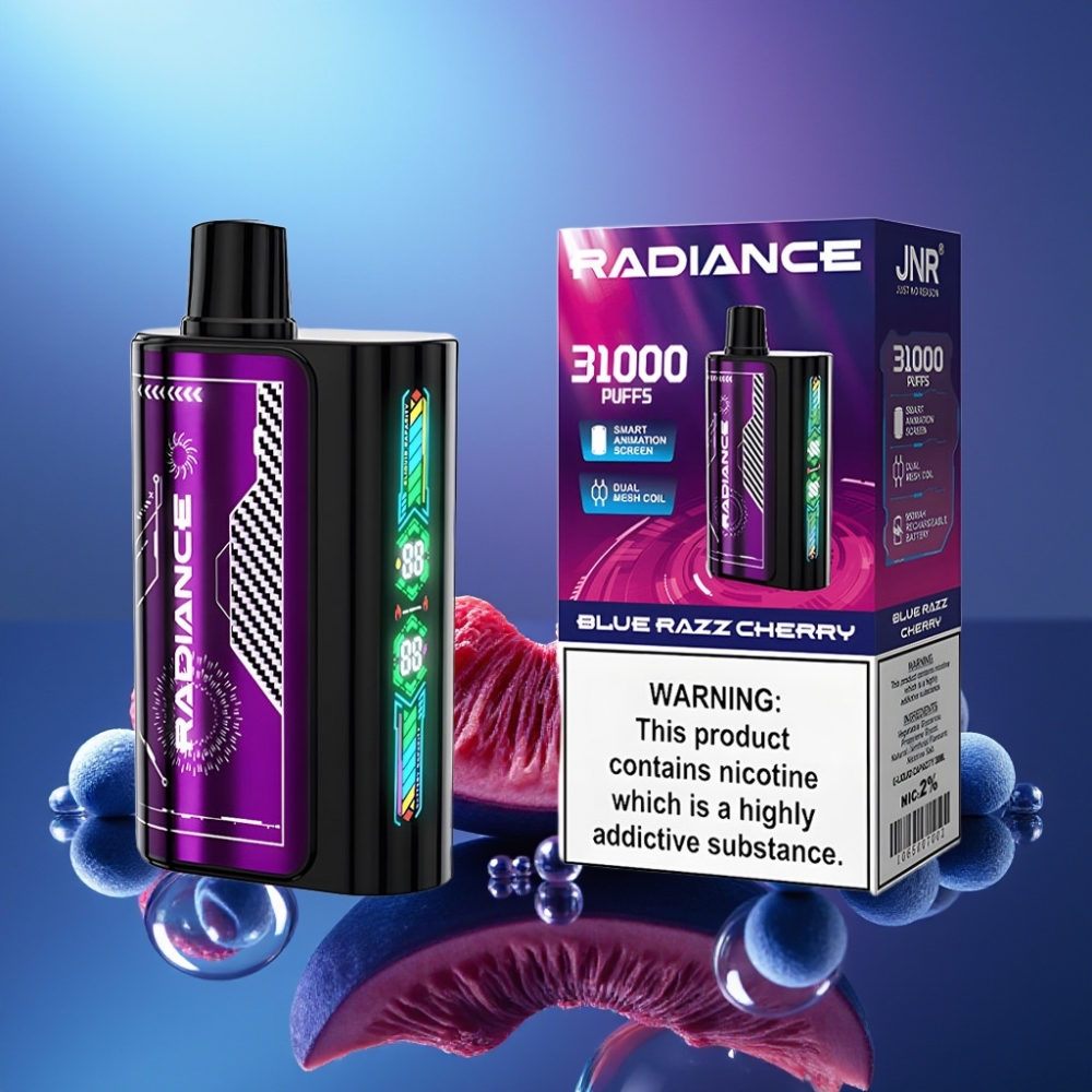 JNR Radiance 31000 Pufuri Dispozabil Vape Coil Dual Mesh AFINAT CĂPȘUNĂ ALBASTRĂ