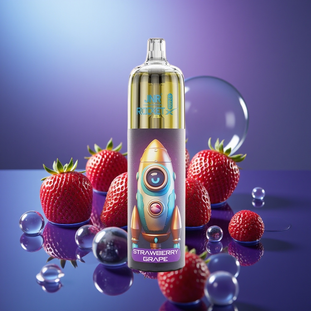 JNR Rocket-X 12400 Pufuri Vape Dispozabil Capsune Strugure cu Airflow Reglabil și RGB