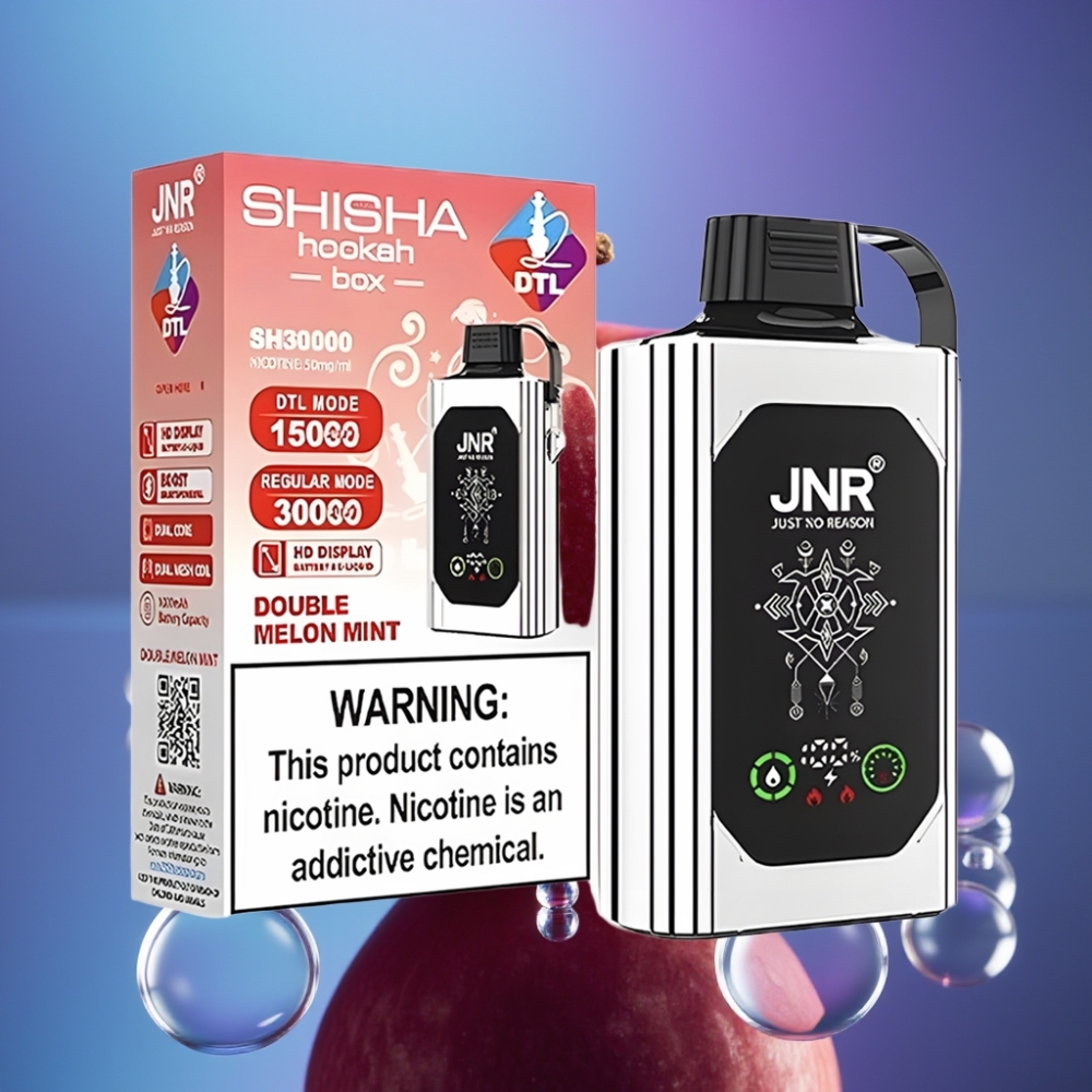 JNR Shisha Hookah Box 20500 Pufuri Disposable Vape Măr Dublu cu Display HD și Type-C