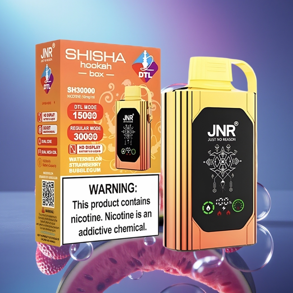 JNR Shisha Hookah Box 20500 Pufuri Dispozabil Afacere cu Pepene Verde Căpșuni Bubblegum și Display HD