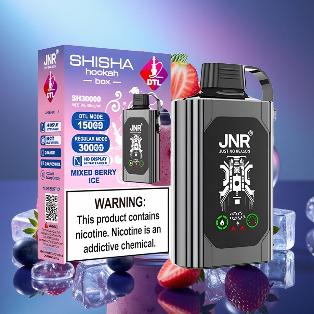 JNR Shisha Hookah Box 20500 Pufuri cu Afișaj HD și Mixed Berry Ice