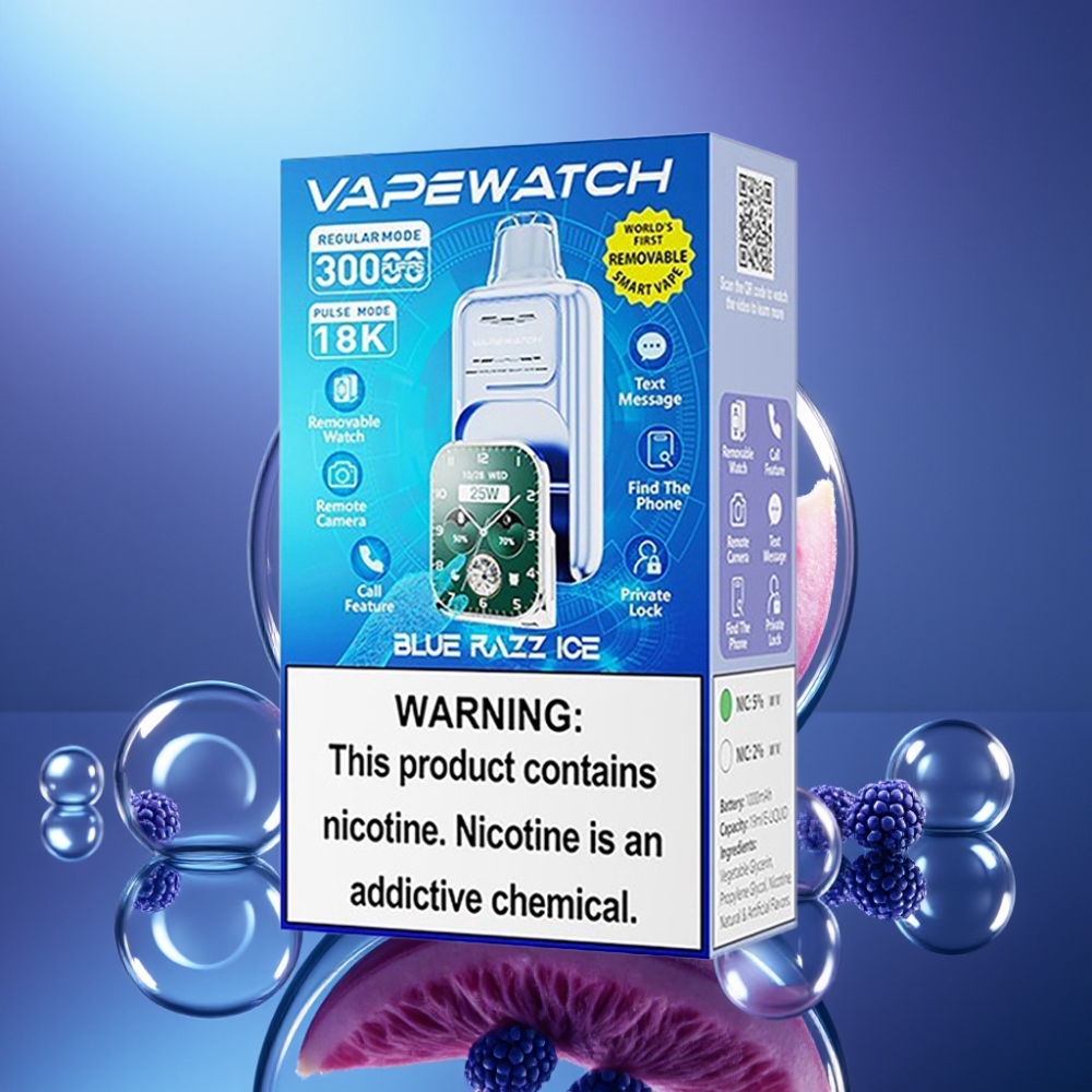 JNR VapeWatch 30000 Puffs Dispozabil Dual Mesh Coil Afine Albastră cu Gheață