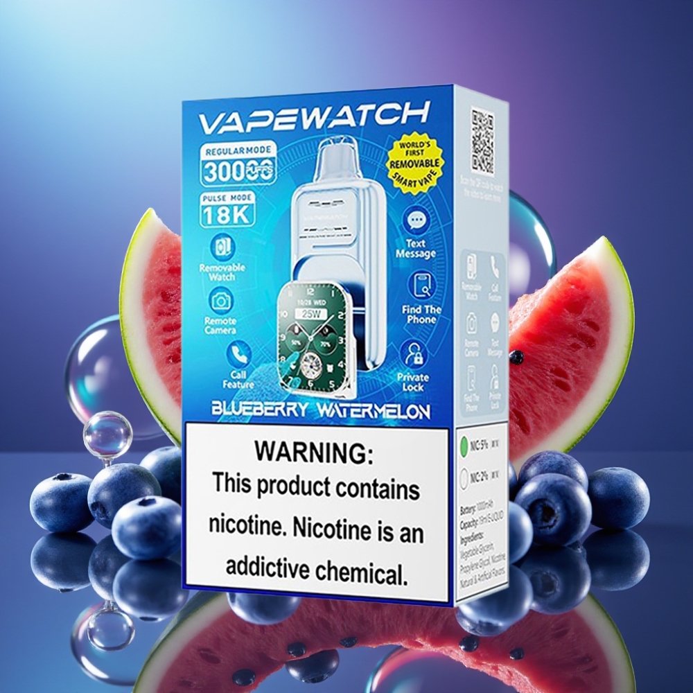 JNR VapeWatch 30000 Puffs Dispozabil cu Coil Dual Mesh și Aroma Zmeură-Argintiu