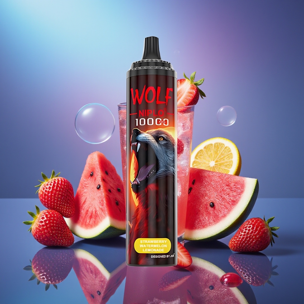 JNR Wolf Niplo 10000 Pufări Capsă Mesh 1.0 Ohm Aroma Căpșună Pepene Galben Limonadă