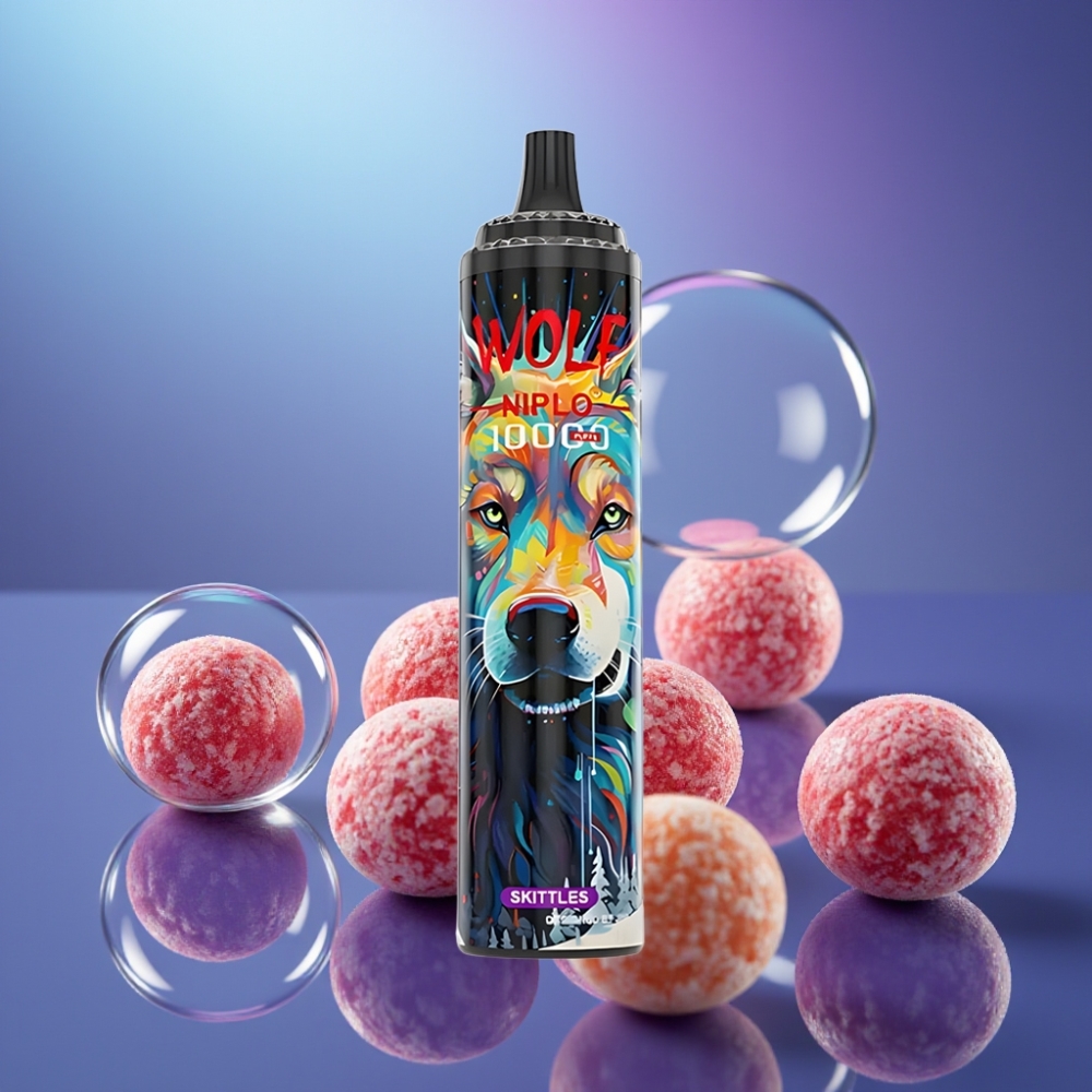 JNR Wolf Niplo 10000 Puffs Skittles (Zmeură) cu Încărcare Type-C