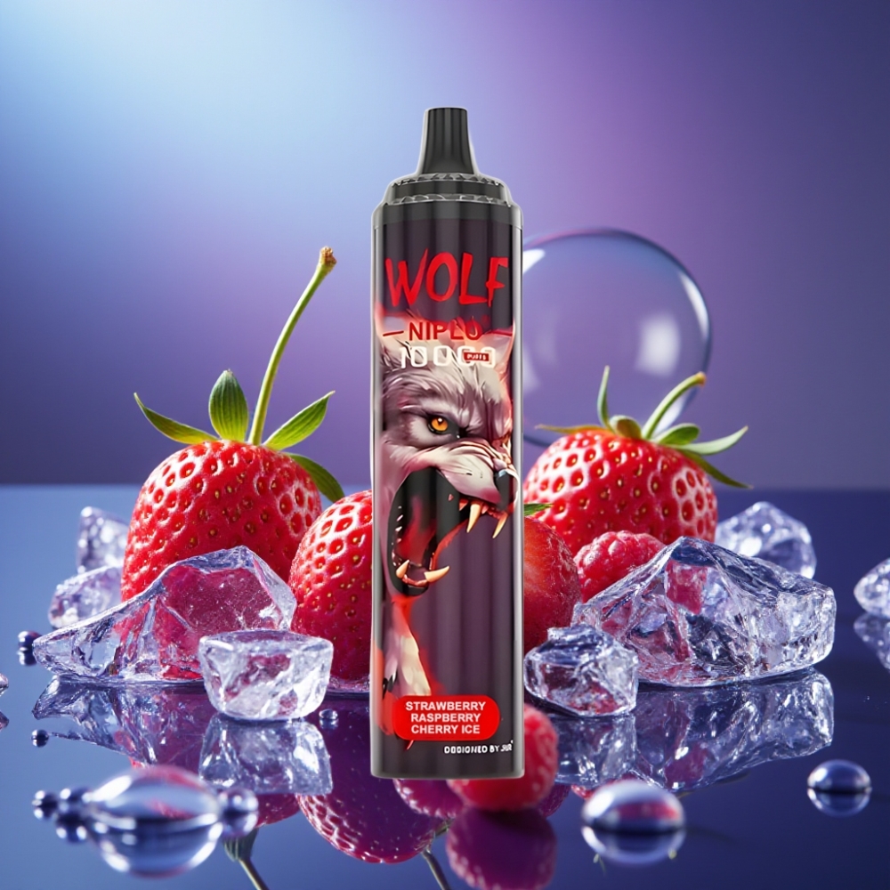 JNR Wolf Niplo 10000 Pufuri Capsă Reîncărcabilă Aroma Căpșună Zmeură Cireașă Gheață