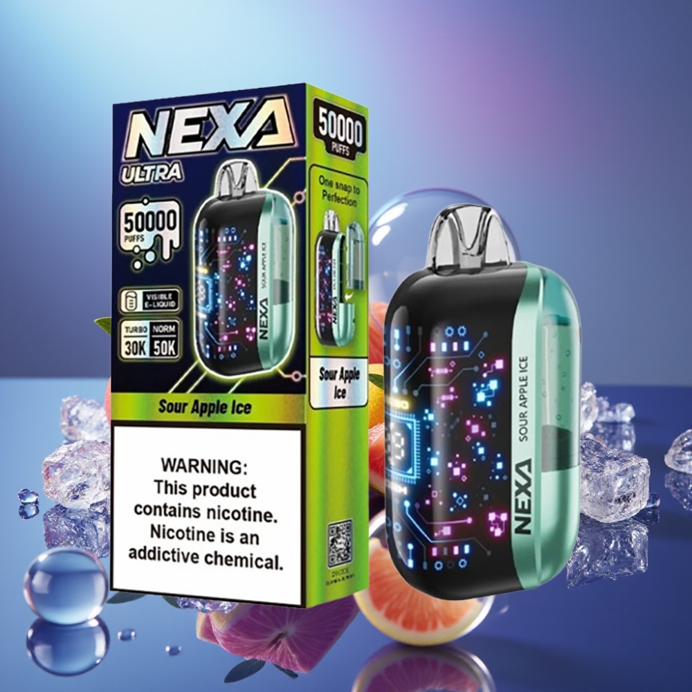 NEXA Ultra 50000 Puffs Disposable Vape Măr Acru Gheață cu 20ml și 800mAh