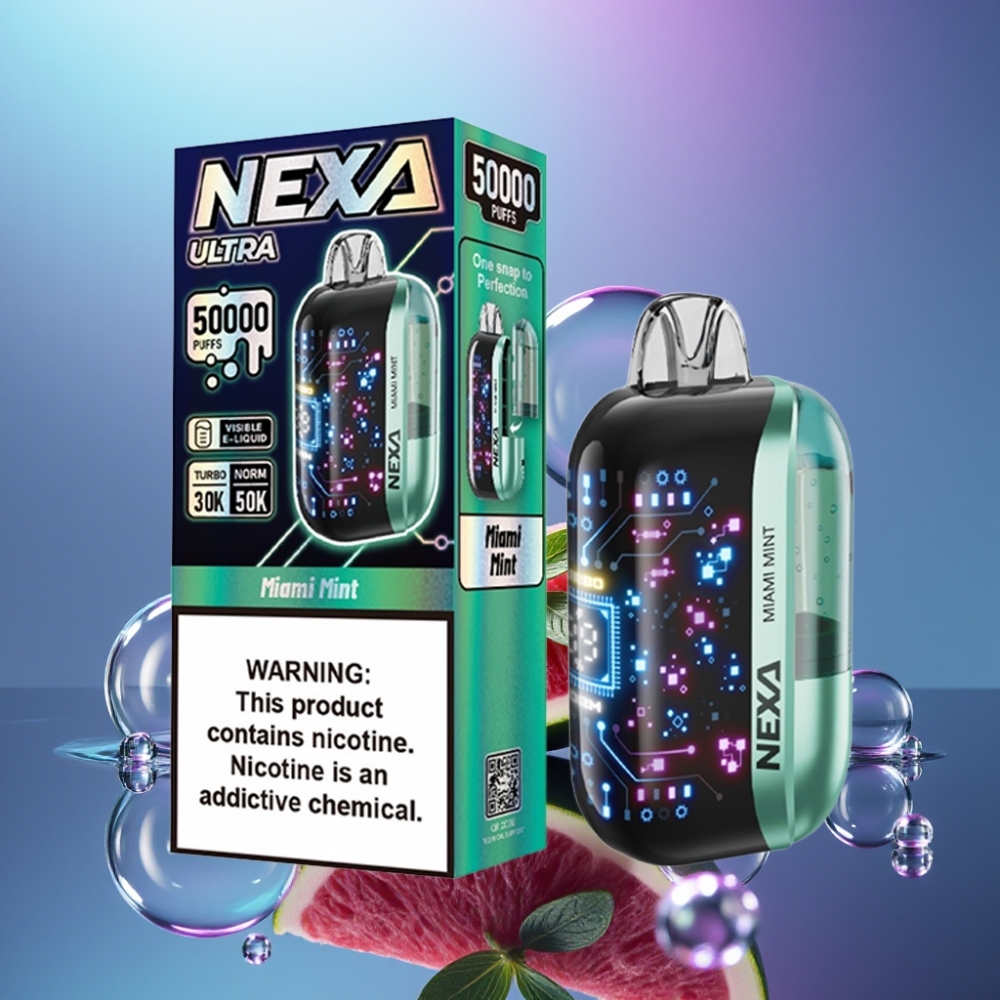 NEXA Ultra 50000 Puffs Miami Mentă cu Ecran 3D și Încărcare Type-C
