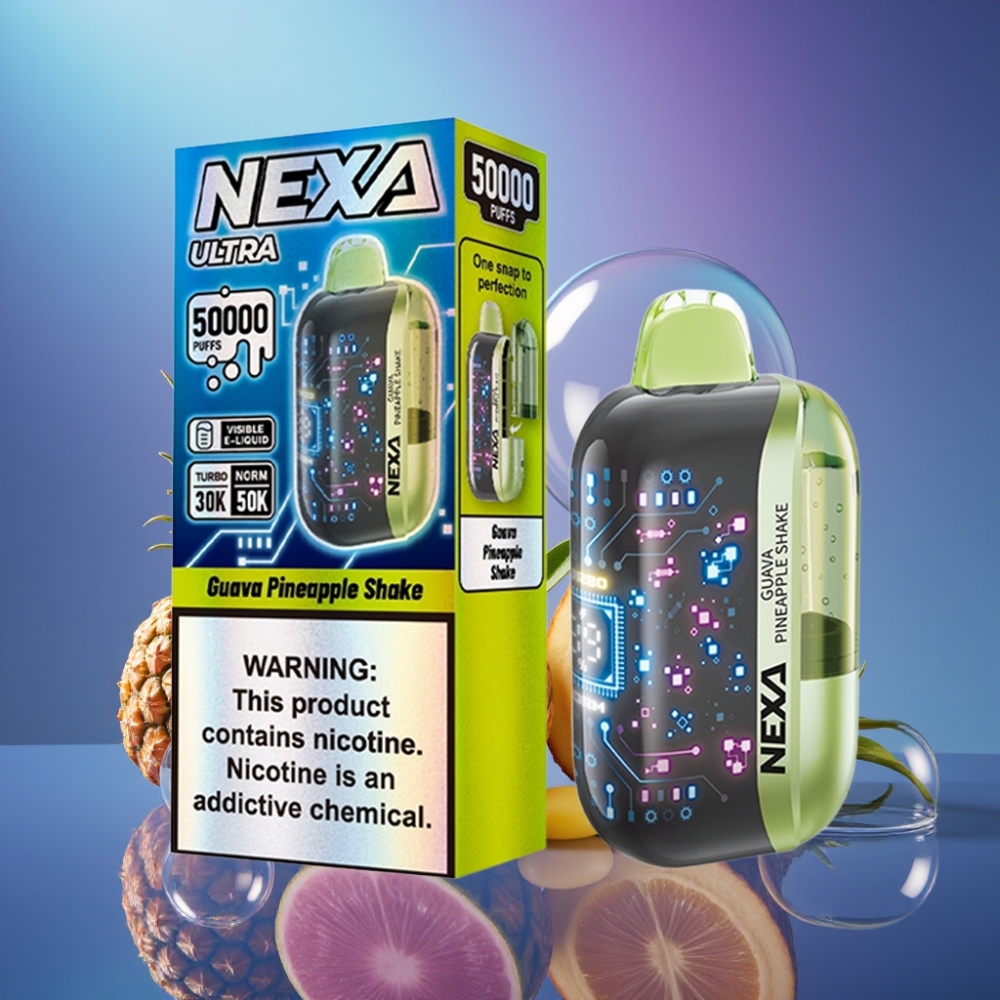 NEXA Ultra 50000 Pufuri Disposable Vape Guava Ananas Shake cu Ecran 3D și Tip-c