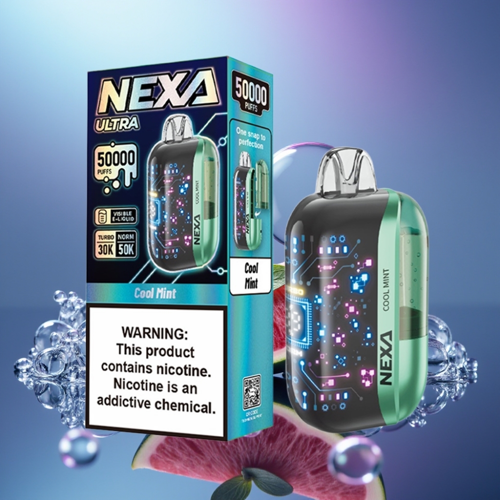 NEXA Ultra 50000 Pufuri Disposable Vape Mentă Răcoritoare cu Ecran 3D și Tip-C