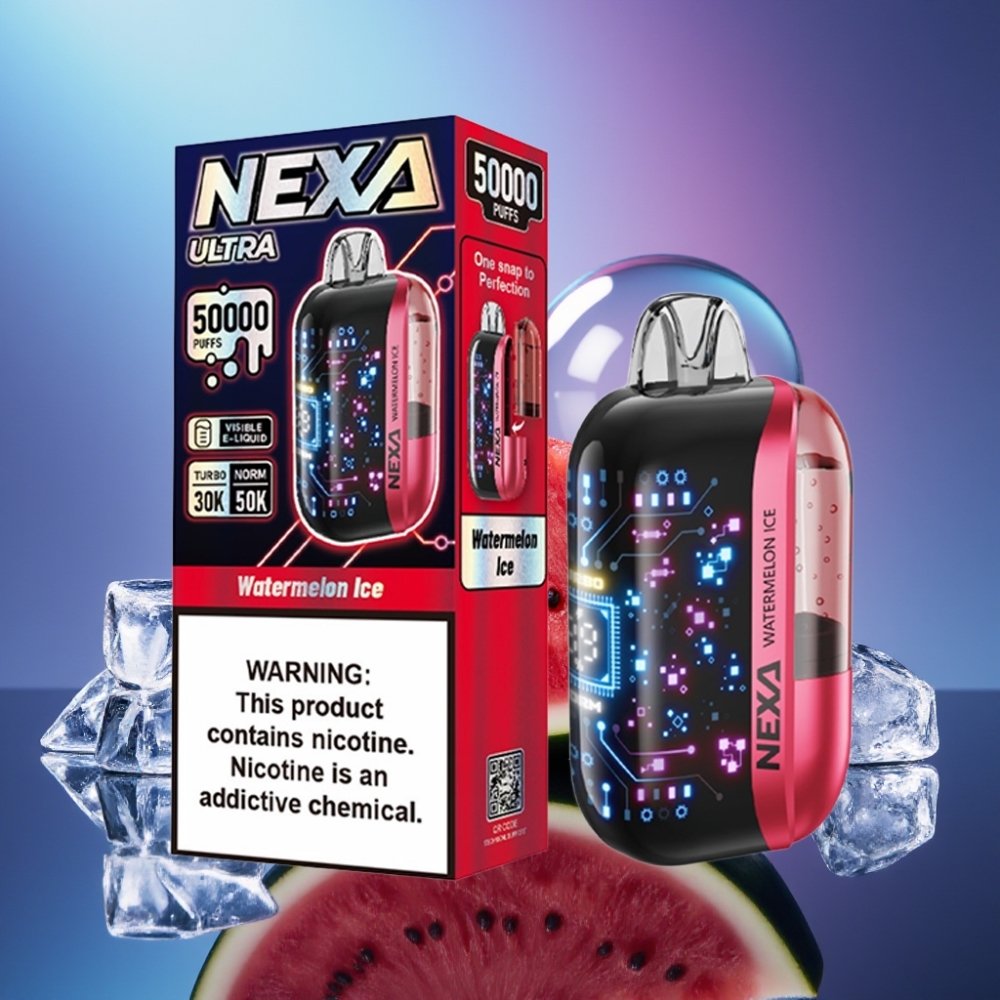 NEXA Ultra 50000 Pufuri Disposable Vape Pepene Gheață cu Ecran 3D și Încărcare Type-C