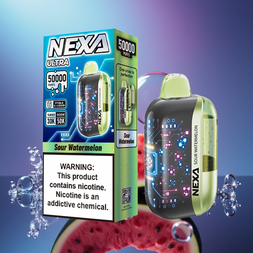 NEXA Ultra 50000 Pufuri Disposable Vape Pepene Verde Acru cu Ecran 3D și Încărcare Type-C