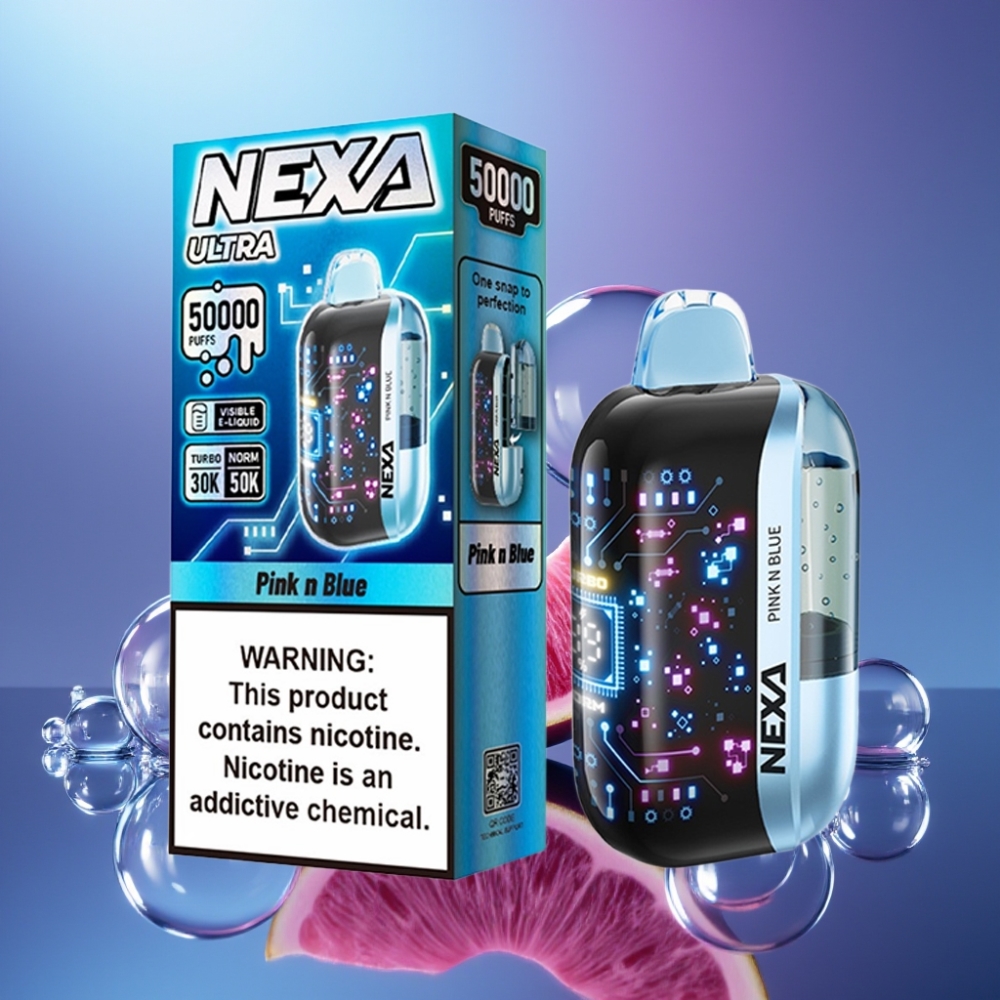 NEXA Ultra 50000 Pufuri Dispozabil Vape Roz și Albastru cu Ecran 3D și Încărcare Type-C