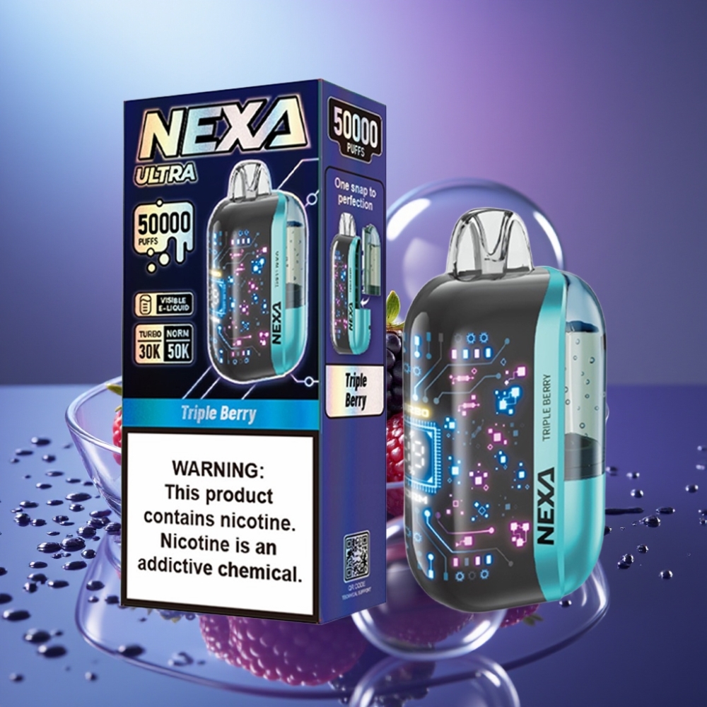 NEXA Ultra 50000 Pufuri Vape Dispozabil Triple Berry cu Ecran 3D și Încărcare Type-C